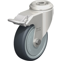 Roulette en &eacute;lastom&egrave;re thermoplastique acier inoxydable, Pivotant avec frein, Diam&egrave;tre 4" (102 mm), Capacit&eacute; 240 lb (108 kg) Distribution Élite MP