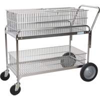 Chariot de bureau en treillis m&eacute;tallique pour le courrier, 250 lb Capacit&eacute;, Chrome, 23" p x 42" la x 38" h, Chrom&eacute; Distribution Élite MP