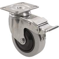 2309 Caster with Double Locking Brake, Swivel with Brake, 4" (101.6 mm), Envirothane Grey, 350 lbs. (158.8 kg.) Distribution Élite MP