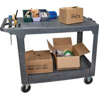 Flat-Shelf Utility Service Cart, 2 Tiers, 25-1/4" x 32-1/4" x 44", 550 lbs. Capacity Distribution Élite MP