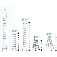 Telescoping Multi-Position Ladder, Aluminum, 300 lbs., CSA Grade 1A Distribution Élite MP