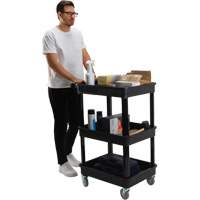 Chariot utilitaire avec tablette &agrave; bordure profonde, 3 tiers, 19" x 39-1/2" x 28-1/4", Capacit&eacute; 330 lb Distribution Élite MP