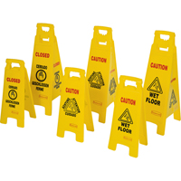 Wet Floor Safety Signs, Quadrilingual with Pictogram Distribution Élite MP