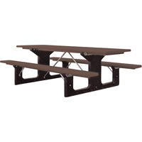 Tables de pique-nique en plastique recycl&eacute;, 6' lo x 61-1/2" la, Brun Distribution Élite MP