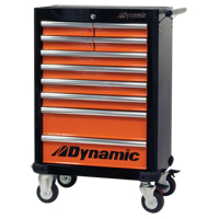 Armoire &agrave; outils mobile, 10 tiroirs, 28" la x 18" p x 43-1/4" h, Noir/Orange Distribution Élite MP