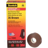 Scotch&reg; Vinyl Colour Coding Electrical Tape, 19 mm (3/4") W x 20 m (66') L, 7 mils, Brown Distribution Élite MP