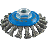 Knotted Wire Wheel Saucer Brushes, 5" Dia., 0.02" Fill, 5/8"-11 Arbor, Stainless Steel Distribution Élite MP