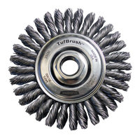 Brosse &agrave; fils nou&eacute;s TufBrush, Dia. 4", Fils 0,02", Arbre 5/8"-11, Acier Distribution Élite MP