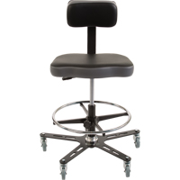 Chaise ergonomique industrielle TF160, Mobile, Ajustable, 20-1/2" - 28-1/2", Vinyle Si&egrave;ge, Noir/gris Distribution Élite MP