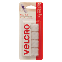 Fastener Squares, Hook & Loop, 7/8" Dia., Adhesive, White Distribution Élite MP