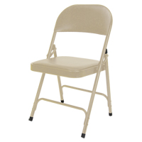Vinyl Padded Folding Chair, Steel, Beige, 300 lbs. Weight Capacity Distribution Élite MP