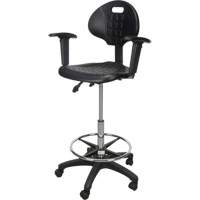 Heavy-Duty Ergonomic Stool with Adjustable Arm Rests & Nylon Stem Casters, Mobile, Adjustable, 39" - 48", Polyurethane Seat, Black Distribution Élite MP