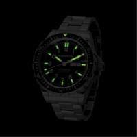 Tr&egrave;s grande montre automatique avec jour/date avec bracelet en acier inoxydable, Num&eacute;rique, &agrave; piles, 46 mm, Argent Distribution Élite MP