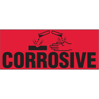 &eacute;tiquettes pour traitement sp&eacute;cial Corrosive, 5" lo x 2" la, Noir/rouge Distribution Élite MP