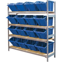 Wide Span Shelving with Jumbo Plastic Bins, Steel, Boltless, Starter, 66" W x 72" H x 18" D Distribution Élite MP