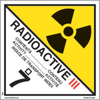 &eacute;tiquettes d'exp&eacute;dition TMD, Classe 7, Radioactif III, Papier Distribution Élite MP