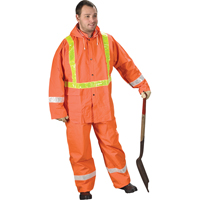 Tornado Traffic Rain Suit, PVC, Small, High Visibility Orange Distribution Élite MP
