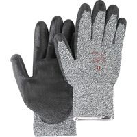 Salt & Pepper Knit Gloves With Black Palm Coating, Size Small/7, Polyurethane Coated, HPPE Shell, ANSI/ISEA 105 Level 2 Distribution Élite MP