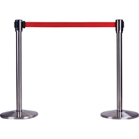 Barri&egrave;res sur pieds pour le contr&ocirc;le des foules, Acier, 35" h, Ruban Rouge, Longueur du ruban 7' Distribution Élite MP