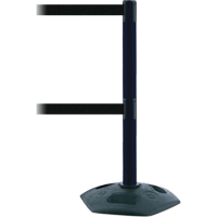 Poteau robuste &agrave; ligne double, Plastique, 38" h, Ruban Noir, Longueur du ruban 7,5' Distribution Élite MP