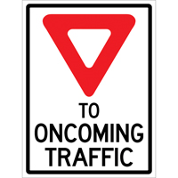 Enseigne enroulable de circulation  Yield to Oncoming Traffic , 36" x 48", Vinyle, Anglais avec pictogramme Distribution Élite MP