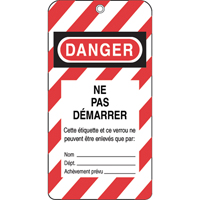 Lockout Tags, Plastic, 3" W x 5-3/4" H, French Distribution Élite MP