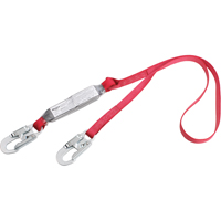 PRO Shock Absorbing Lanyards, 4', Snap Hook Center, Snap Hook Leg Ends, Polyester Distribution Élite MP