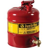 Bidon avec robinet s&eacute;curitaires pour laboratoires, Type I, Acier, 5 gal. US, Rouge, Homologu&eacute; FM Distribution Élite MP