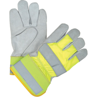 Gants d'ajusteur haute visibilit&eacute; de premi&egrave;re qualit&eacute;, Grand, Paume en Cuir de vache refendu, Doublure en Coton Distribution Élite MP