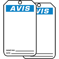 &eacute;tiquettes de s&eacute;curit&eacute; en français - &eacute;tiquettes avec ent&ecirc;ge vierge, Papier cartonn&eacute;, 3-1/8" la x 5-7/8" h, Français Distribution Élite MP