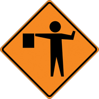 Panneau de construction enroulable - Tilt-Adjust signaleur, 36" x 36", Vinyle, Pictogramme Distribution Élite MP