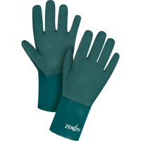 Double Dipped Green Gloves, 12" L, PVC, Cotton Jersey Inner Lining, 70-mil Distribution Élite MP