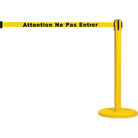 Free-Standing Crowd Control Barrier, Steel, 35" H, Yellow Tape, 7' Tape Length Distribution Élite MP