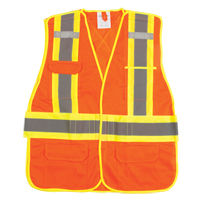 Veste d'arpenteur haute visibilit&eacute;, conforme &agrave; la CSA, Orange haute visibilit&eacute;, 2T-Grand, Polyester Distribution Élite MP