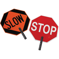 Panneau de signalisation &agrave; deux c&ocirc;t&eacute;s  Stop/Slow , 18" x 18", Plastique, Anglais avec pictogramme Distribution Élite MP