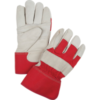 Gants d'ajusteur rouge & blanc doubl&eacute;s pour l'hiver, Grand, Paume en Cuir fleur de vache, Doublure en Boa Distribution Élite MP