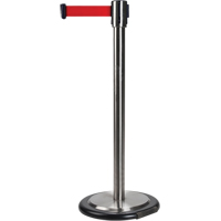Free-Standing Crowd Control Barrier, Steel, 35" H, Red Tape, 12' Tape Length Distribution Élite MP
