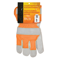 Gants d'ajusteur haute visibilit&eacute; de premi&egrave;re qualit&eacute;, Grand, Paume en Cuir de vache refendu, Doublure en Coton Distribution Élite MP