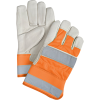 Gants d'ajusteur &agrave; chaleur sup&eacute;rieure orange haute visibilit&eacute;, Grand, Paume en Cuir fleur de vache, Doublure en Thinsulate Distribution Élite MP
