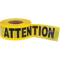"Attention" Barricade Tape, Bilingual, 3" W x 1000' L, 2.5 mils, Black on Yellow Distribution Élite MP