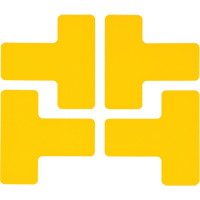 Autocollants pour d&eacute;limitation des coins sur le sol, T, 5" lo x 2" la, Jaune, Polyester Distribution Élite MP