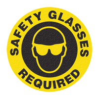 "Safety Glasses" Floor Sign, Adhesive, English with Pictogram Distribution Élite MP