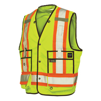 Surveyor Safety Vest, High Visibility Lime-Yellow, X-Large, Polyester Distribution Élite MP