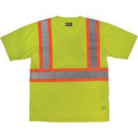 Short-Sleeved Safety T-Shirt with Pocket, Polyester, Large, High Visibility Lime-Yellow Distribution Élite MP