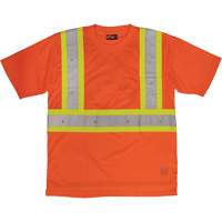 Short-Sleeved Safety T-Shirt with Pocket, Polyester, Large, High Visibility Orange Distribution Élite MP