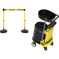 PLUS Barrier Post Cart Kit with Tray, 75' L, Metal, Yellow Distribution Élite MP