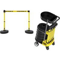 PLUS Barrier Post Cart Kit with Tray, 75' L, Metal, Yellow Distribution Élite MP