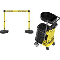PLUS Barrier Post Cart Kit with Tray, 75' L, Metal, Yellow Distribution Élite MP