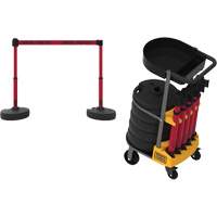 PLUS Barrier Post Cart Kit with Tray, 75' L, Metal, Red Distribution Élite MP