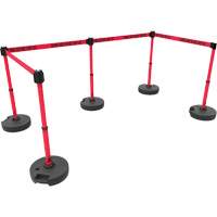 Ensemble de cinq montants pour barri&egrave;re PLUS, Plastique, 42" h, Ruban Rouge, Longueur du ruban 15' Distribution Élite MP